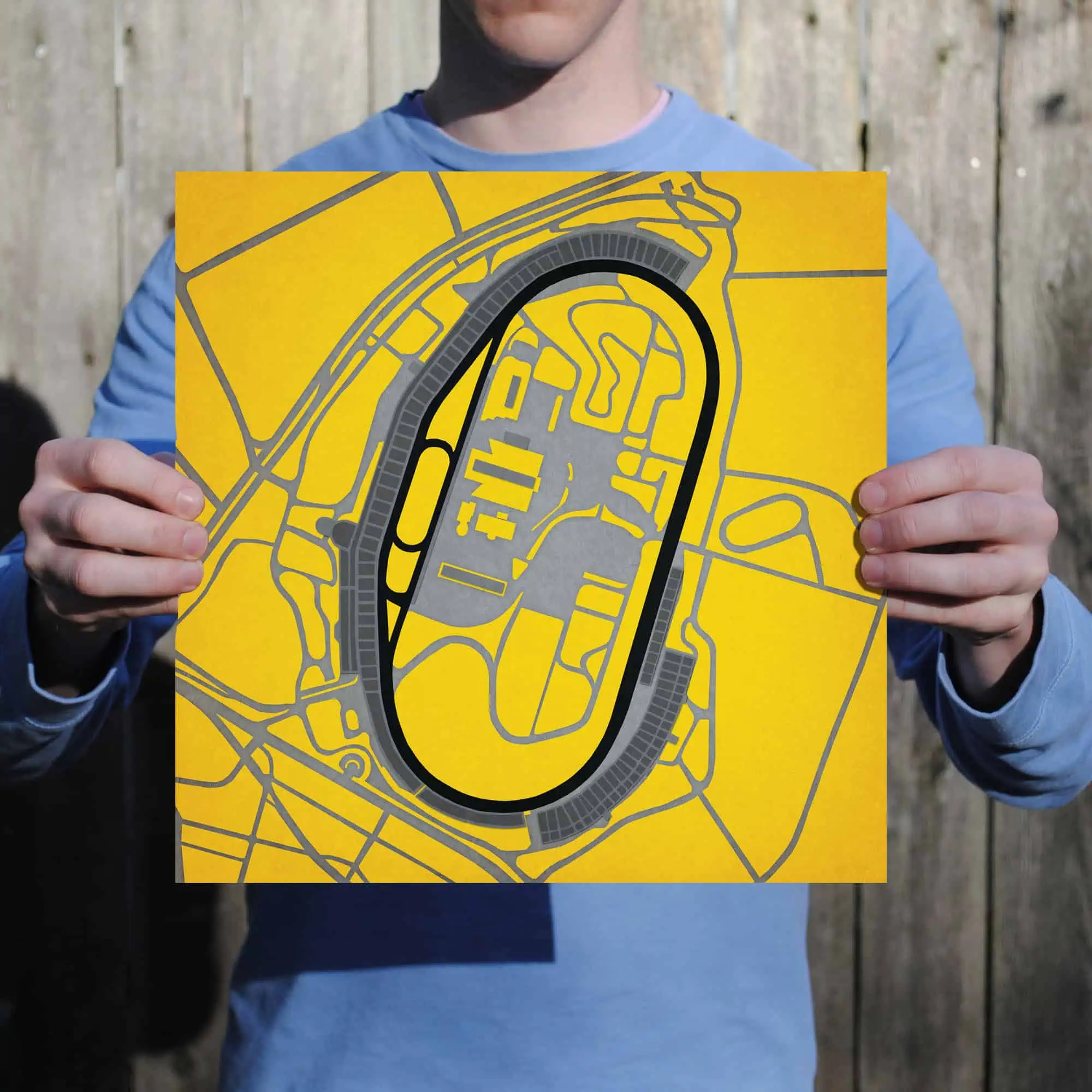 Map Shop map of a sports stadium, illustrating layout and seating arrangement for fans and visitors. Ideal for travel planning, stadium navigation, and event organization.