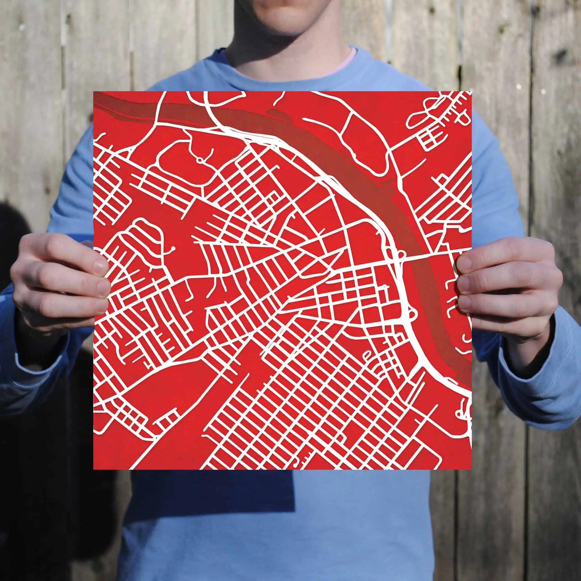Map shop city map poster showing detailed street layout and geographic features, perfect for travel planning and navigation.