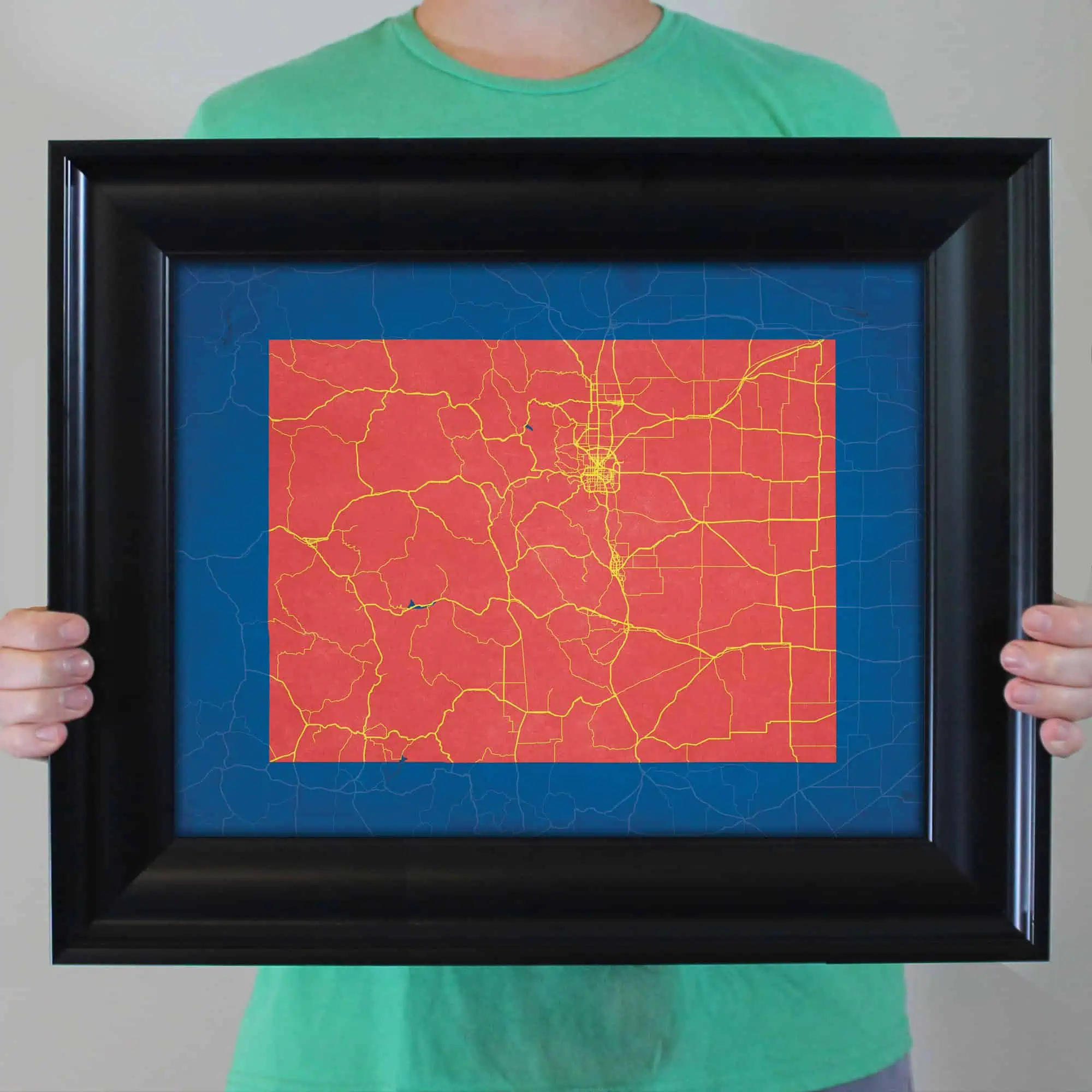 Highlighted map of Phoenix, Arizona showing detailed roadways and city layout, perfect for travelers, commuters, or map enthusiasts. Custom framed map print, ideal for home or office decor.