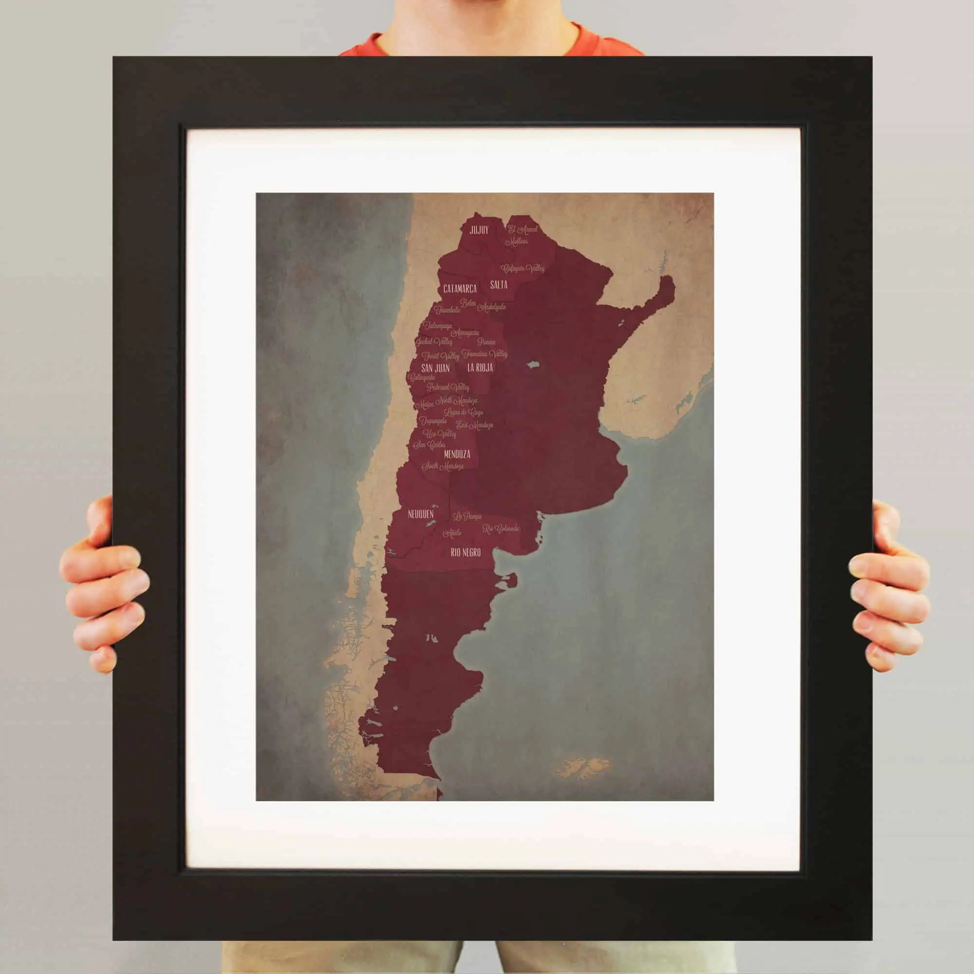 Map of Argentina showcasing major provinces and regions, designed with vintage style and labeled with local names for travel, geography, and map enthusiasts.