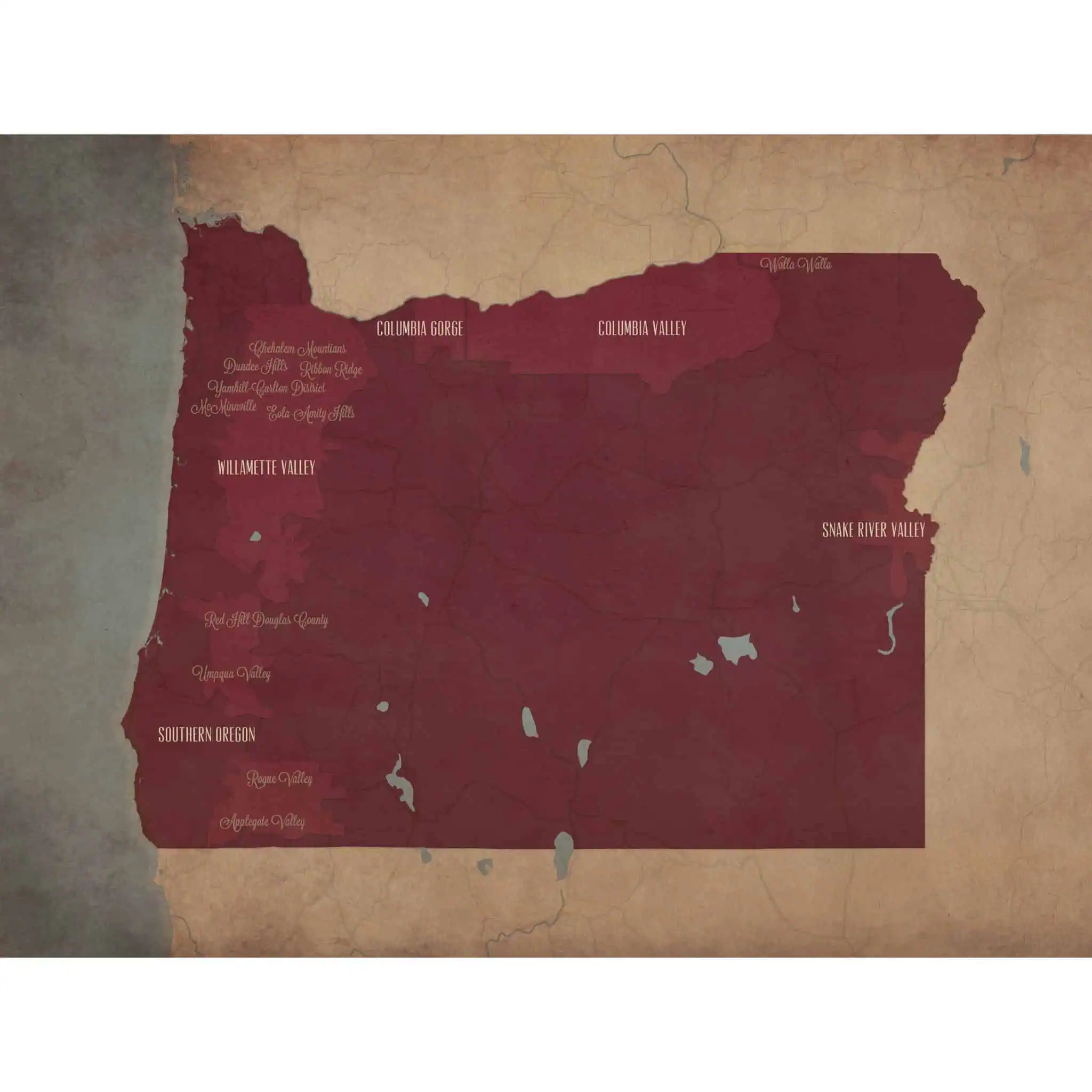 High-quality Oregon maps featuring regions like Willamette Valley, Columbia Gorge, and Southern Oregon, available from The Map Shop for outdoor activities, travel planning, and geographic reference.