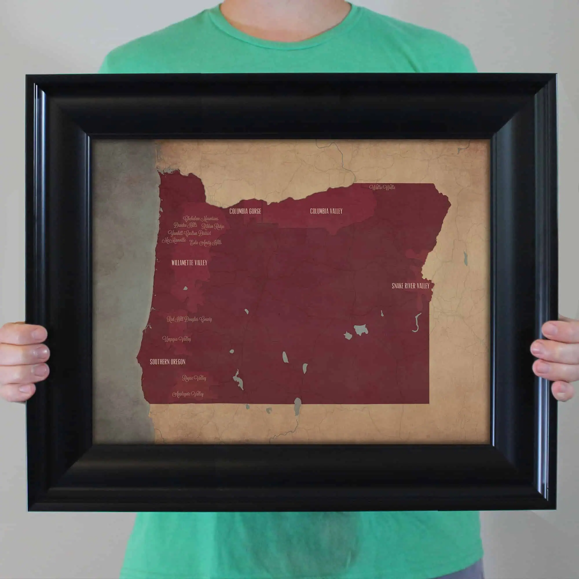 Map of Oregon counties with highlighted regions and labels, suitable for geography enthusiasts and travel planners.