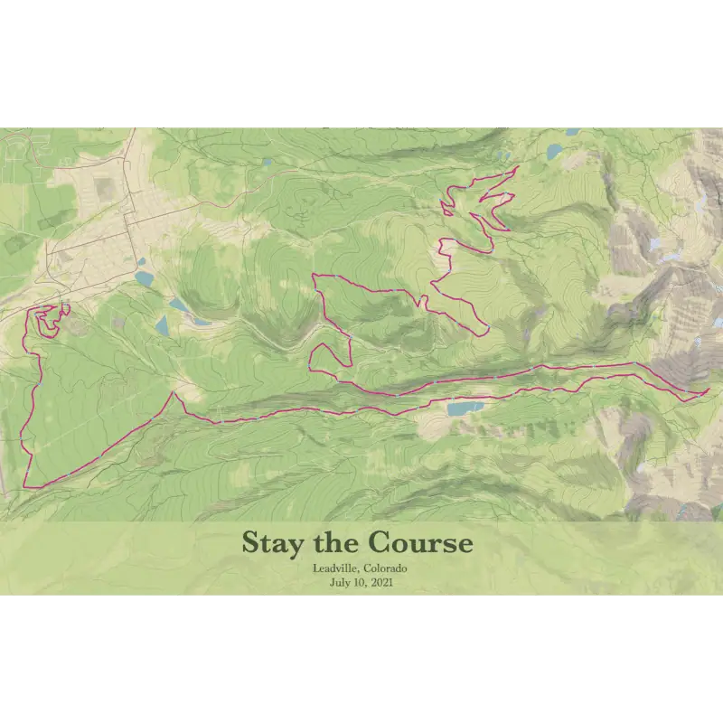 Detailed topographic map of Leadville, Colorado showcasing outdoor trail routes and hiking paths from The Map Shop, perfect for hiking enthusiasts and adventure travelers.