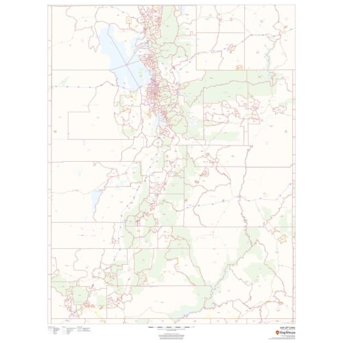 Detailed Utah state map showing highways, cities, and natural features, ideal for trip planning and navigation, provided by The Map Shop.