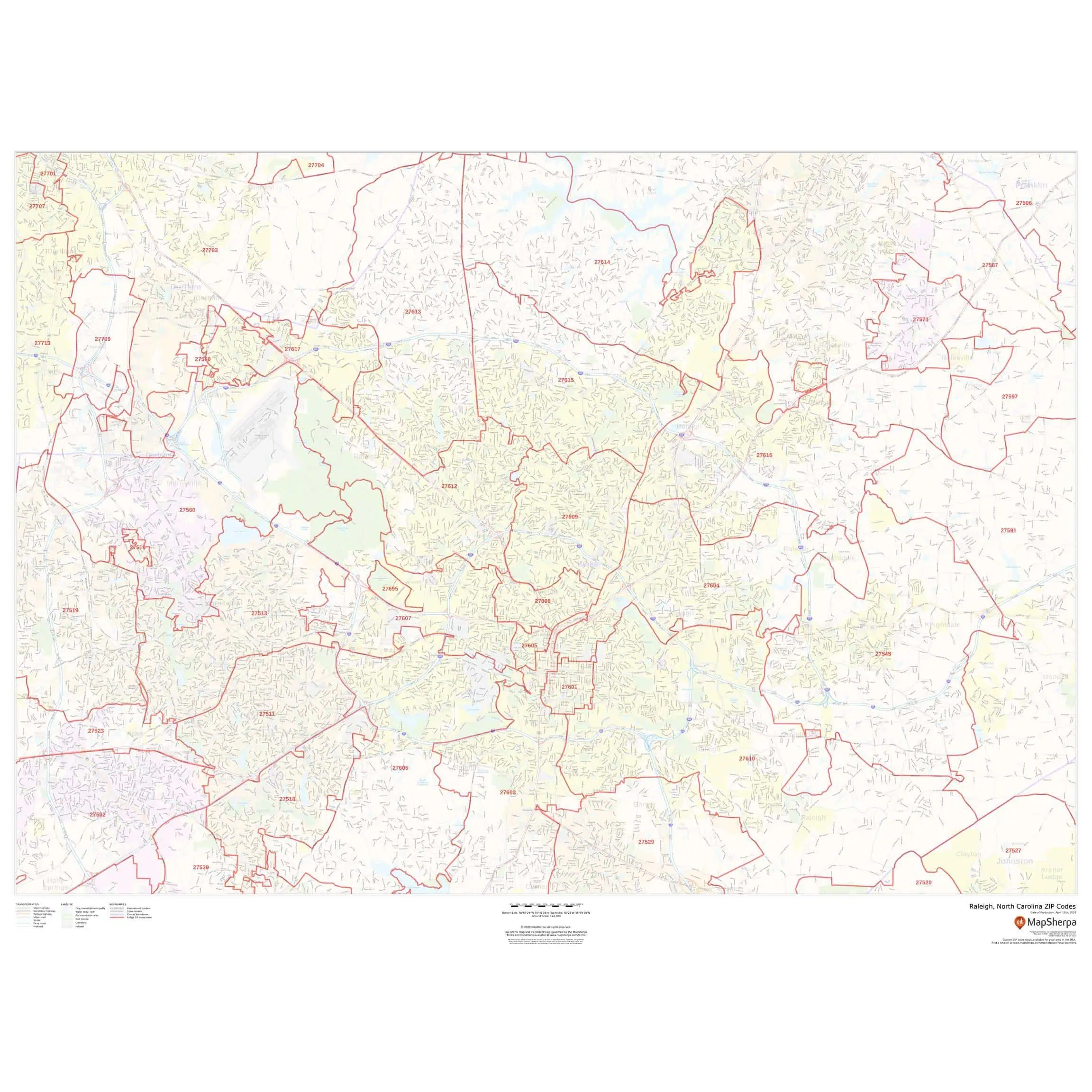 Detailed map of Raleigh, North Carolina ZIP codes, featuring city boundaries, roads, and geographic details for accurate navigation and regional planning. Perfect for travelers and map enthusiasts.