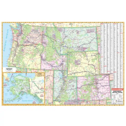 Detailed Northwest United States map by The Map Shop, featuring state boundaries, city locations, highways, and geographical features for travel and navigation.