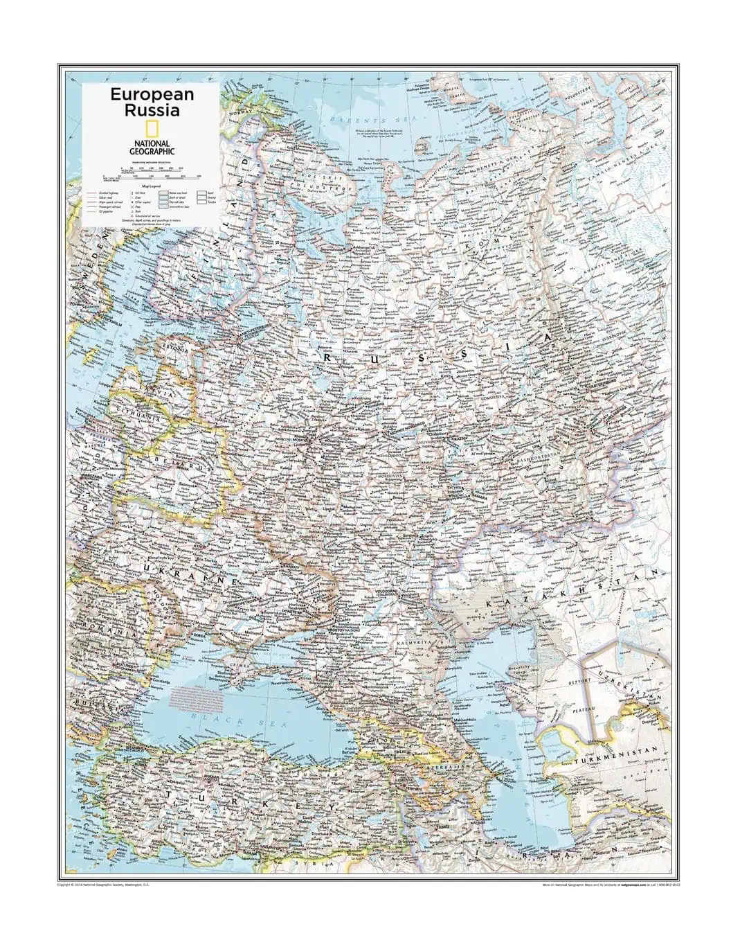 European Russia detailed map, showing cities, regions, and geographic features, ideal for travel planning, navigation, and educational purposes.